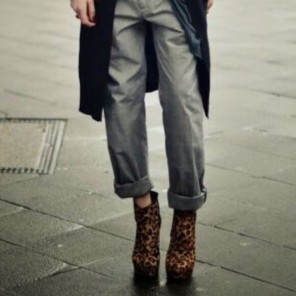 Kelsi Dagger Huette Wedge leopard black suede leather calf hair US 7.5 booties - Picture 7 of 12